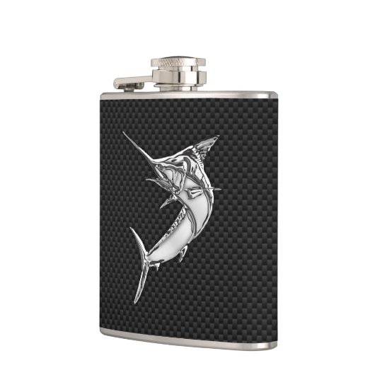 Chrome Marlin on Carbon Fiber Print Heupfles (Links)