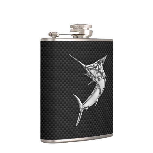 Chrome Marlin on Carbon Fiber Print Heupfles (Rechts)