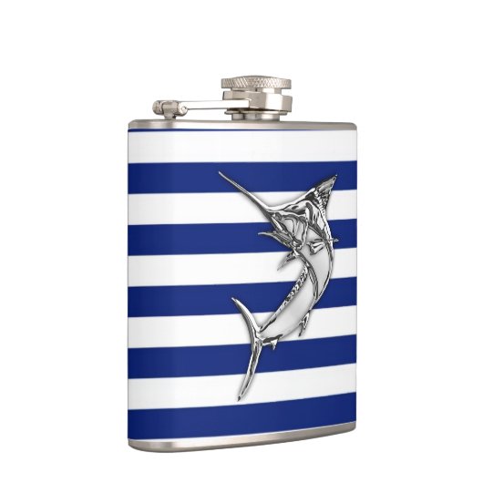 Chrome Marlin on Navy Stripes Heupfles (Rechts)