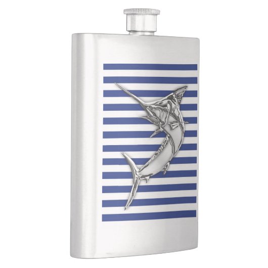 Chrome Marlin on Navy Stripes Print Heupfles (Rechts)