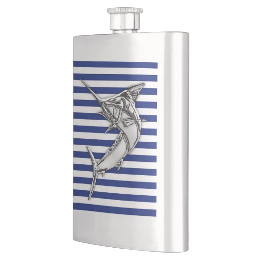 Chrome Marlin on Navy Stripes Print Heupfles (Links)