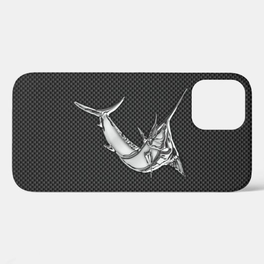 Chrome Marlin op koolstofvezel Case-Mate iPhone Case (Achterkant (horizontaal))