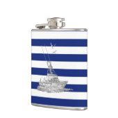 Chrome Marlin Vist Boat op marinestapes Heupfles (Links)