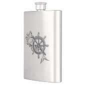 Chrome Mermaid Nautical Print Heupfles (Links)