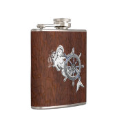 Chrome Mermaid on Natte Mahogany Print Heupfles (Rechts)