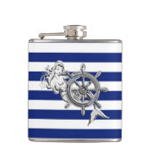 Chrome Mermaid on Navy Stripes Heupfles (Voorkant)