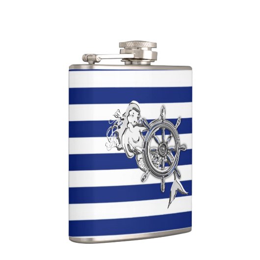 Chrome Mermaid on Navy Stripes Heupfles (Rechts)