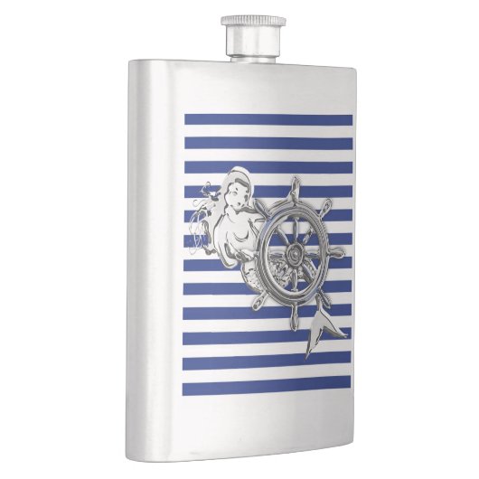 Chrome Mermaid on Navy Stripes Print Flacon (Rechts)