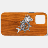 Chrome Mermaid op Teak Veneer Print Case-Mate iPhone Case (Achterkant (horizontaal))