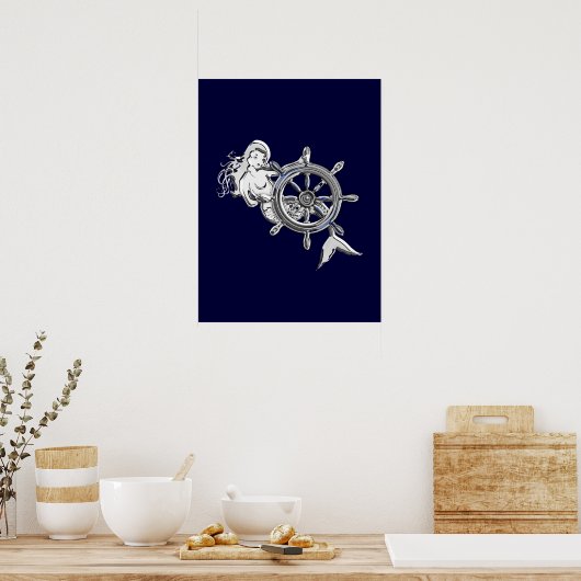 Chrome Mermaid Poster (Keuken)