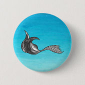 Chrome Mermaid Tail Ronde Button 5,7 Cm (Voorkant)
