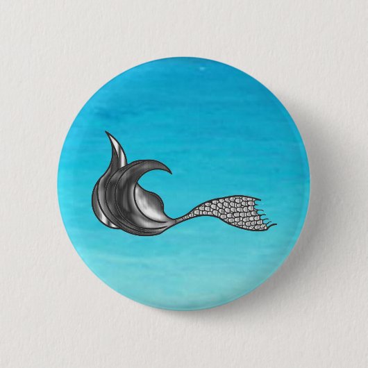 Chrome Mermaid Tail Ronde Button 5,7 Cm (Voorkant)