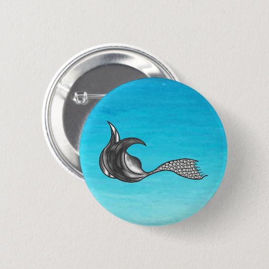 Chrome Mermaid Tail Ronde Button 5,7 Cm (Voorkant /achterkant)