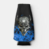Chrome Metal Demon Skull Blue Flame Flesjeskoeler (Voorkant)
