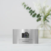 Chrome Metal Design Photography Camera Visitekaartje (Staand voorkant)