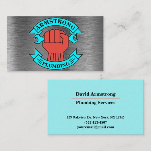 Chrome Metal Design Plumbing Repair Service Visitekaartje (Voorkant / Achterkant)