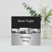 Chrome Metal Silver Mannen 30th Birthday Man Kaart (Staand voorkant)