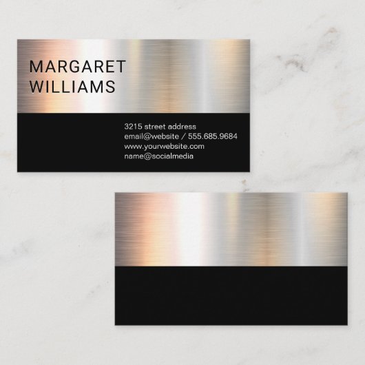 Chrome Metallic Zwart Kleurblok Visitekaartje (Voorkant / Achterkant)