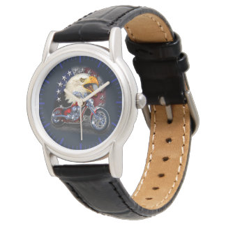 Chrome Motor Chopper Patriottische Adelaar USA Vla Horloge