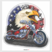 Chrome Motorfiets Chopper Patriottische Adelaar VS Sticker (Vel)