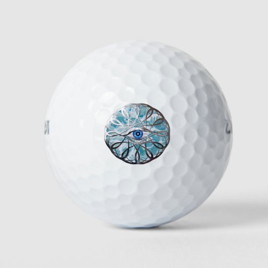 Chrome Mystical Eye Design Golfballen (Voorkant)