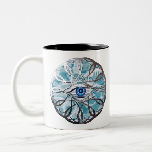 Chrome Mystical Eye Design Tweekleurige Koffiemok (Links)