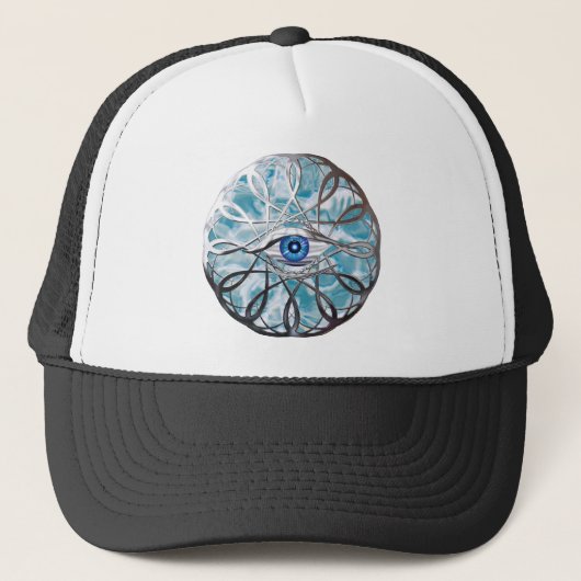 Chrome Mystieke Oog Ontwerp Trucker Pet (Voorkant)