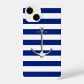 Chrome Nautical Anchor Print op marinestapels Case-Mate iPhone Case (Achterkant)
