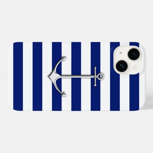 Chrome Nautical Anchor Print op marinestapels Case-Mate iPhone Case (Achterkant (horizontaal))