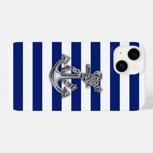 Chrome Nautical Anchor Print op marinestapels Case-Mate iPhone Case (Achterkant (horizontaal))