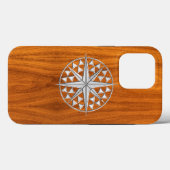 Chrome Nautical Compass op Teak Veneer Print Case-Mate iPhone Case (Achterkant (horizontaal))