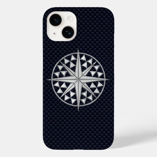 Chrome Nautical Star op koolstofvezel afdrukken Case-Mate iPhone Case (Achterkant)