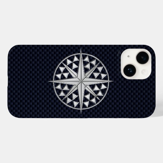 Chrome Nautical Star op koolstofvezel afdrukken Case-Mate iPhone Case (Achterkant (horizontaal))