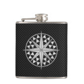 Chrome Nautical Star op koolstofvezel afdrukken Heupfles (Voorkant)