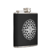 Chrome Nautical Star op koolstofvezel afdrukken Heupfles (Rechts)