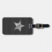 Chrome Nautical Star op koolstofvezel Bagagelabel (Voorkant horizontaal)