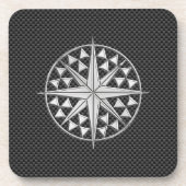 Chrome Nautical Star op koolstofvezel Bier Onderzetter (Voorkant)