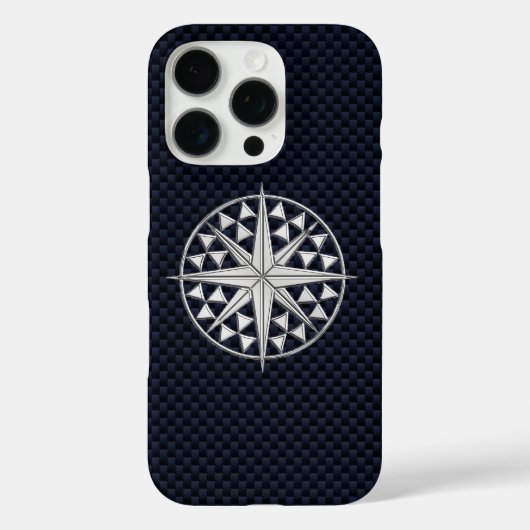 Chrome Nautical Star op koolstofvezel Case-Mate iPhone Case (Achterkant)