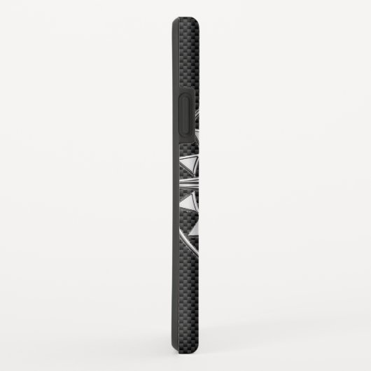 Chrome Nautical Star op koolstofvezel Case-Mate iPhone Case (Achterkant/rechts)