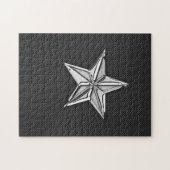 Chrome Nautical Star op koolstofvezel Legpuzzel (Horizontaal)