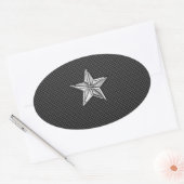 Chrome Nautical Star op koolstofvezel Ovale Sticker (Envelop)