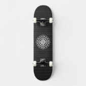 Chrome Nautical Star op koolstofvezel Skateboard (Voorkant)