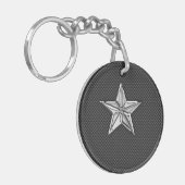 Chrome Nautical Star op koolstofvezel Sleutelhanger (Voorkant Links)
