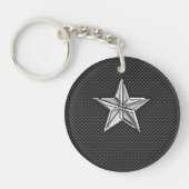 Chrome Nautical Star op koolstofvezel Sleutelhanger (Voorkant)