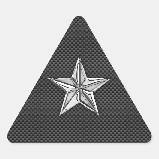 Chrome Nautical Star op koolstofvezel Sticker (Voorkant)