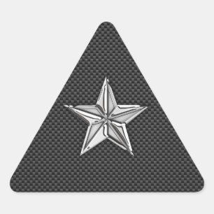 Chrome Nautical Star op koolstofvezel Sticker
