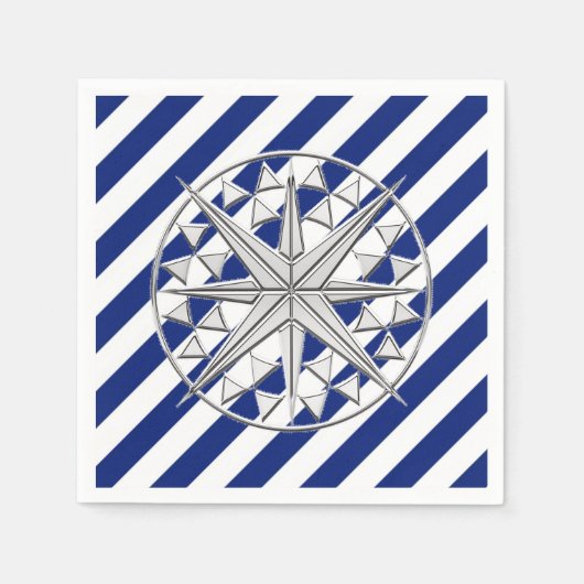 Chrome Nautical Star op marinestapel afdrukken Servetten (Voorkant)
