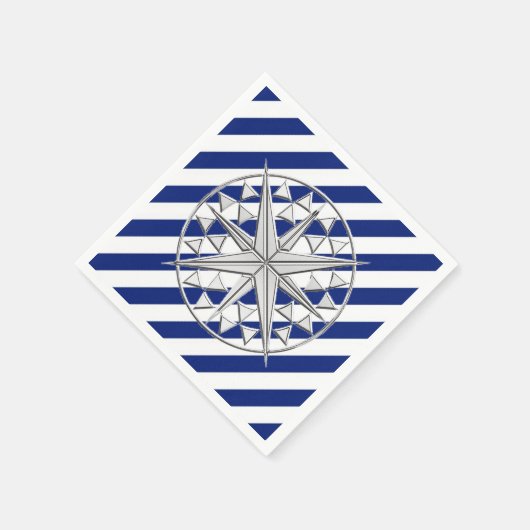 Chrome Nautical Star op marinestapel afdrukken Servetten (Hoek)