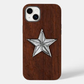 Chrome Nautical Star op natte mahogany Print Case-Mate iPhone Case (Achterkant)