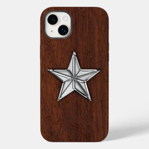 Chrome Nautical Star op natte mahogany Print Case-Mate iPhone 14 Plus Hoesje